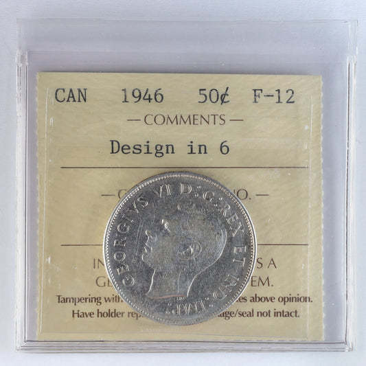 1946 Design in 6 Canada 50-cents ICCS Certified F12