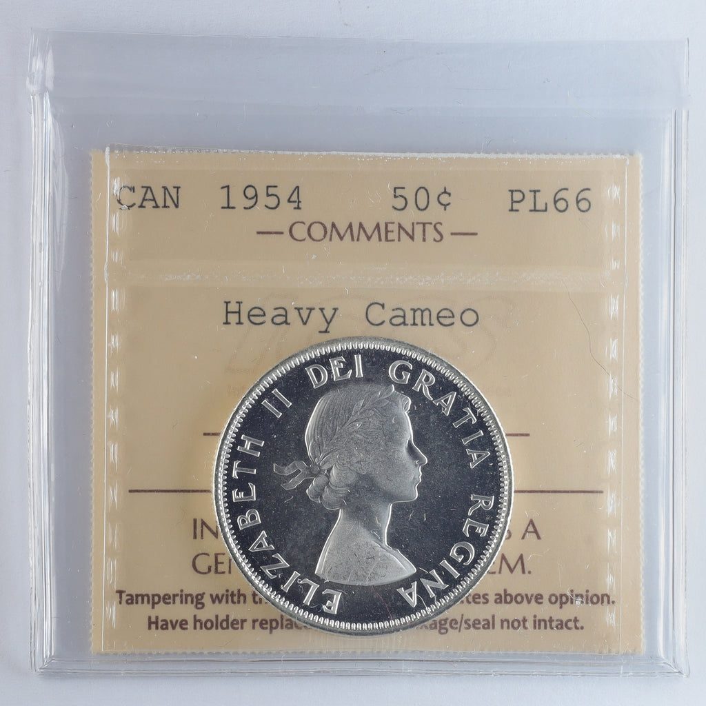 1954 Canada 50-cents ICCS Certified PL66 Heavy Cameo