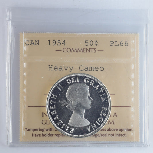 1954 Canada 50-cents ICCS Certified PL66 Heavy Cameo