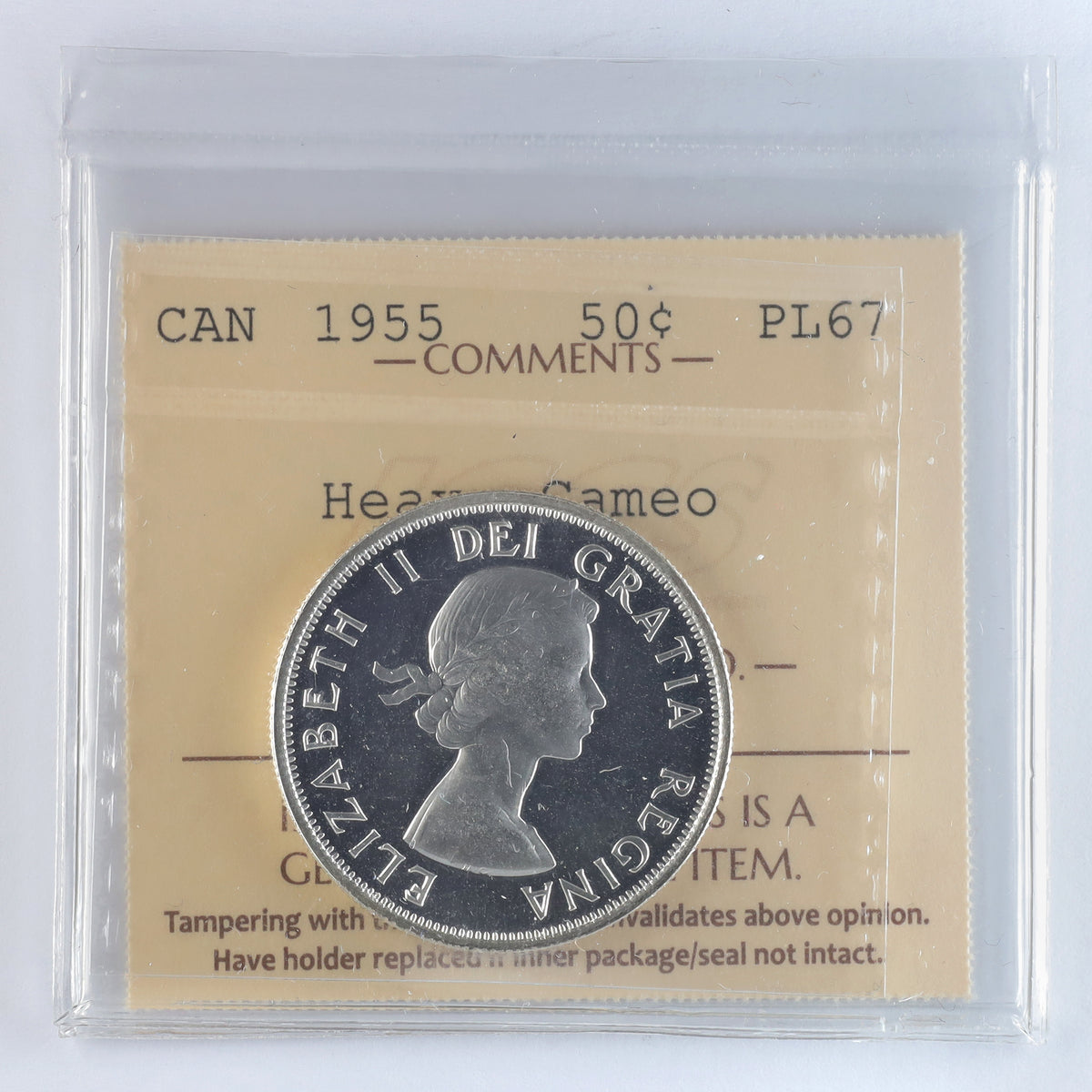 1955 Canada 50-cents ICCS Certified PL67 Heavy Cameo