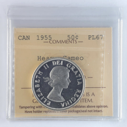 1955 Canada 50-cents ICCS Certified PL67 Heavy Cameo
