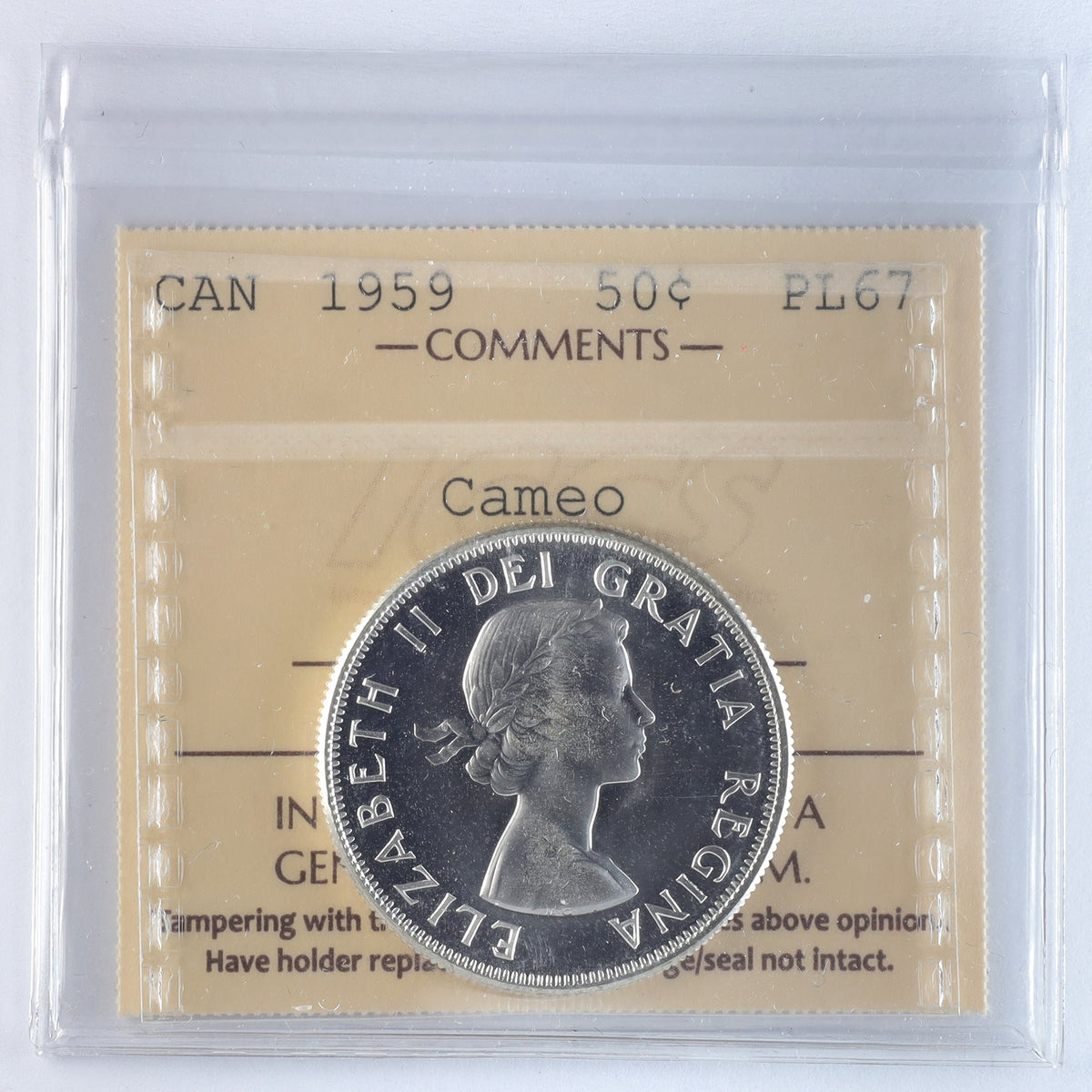 1959 Canada 50-cents ICCS Certified PL67 Cameo