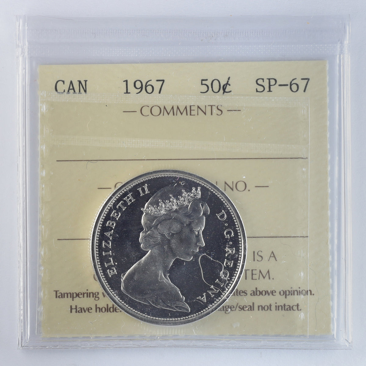 1967 Canada 50-cents ICCS Certified SP67