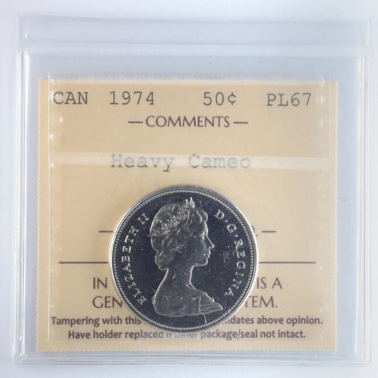 1974 Canada 50-cents ICCS Certified PL67 Heavy Cameo