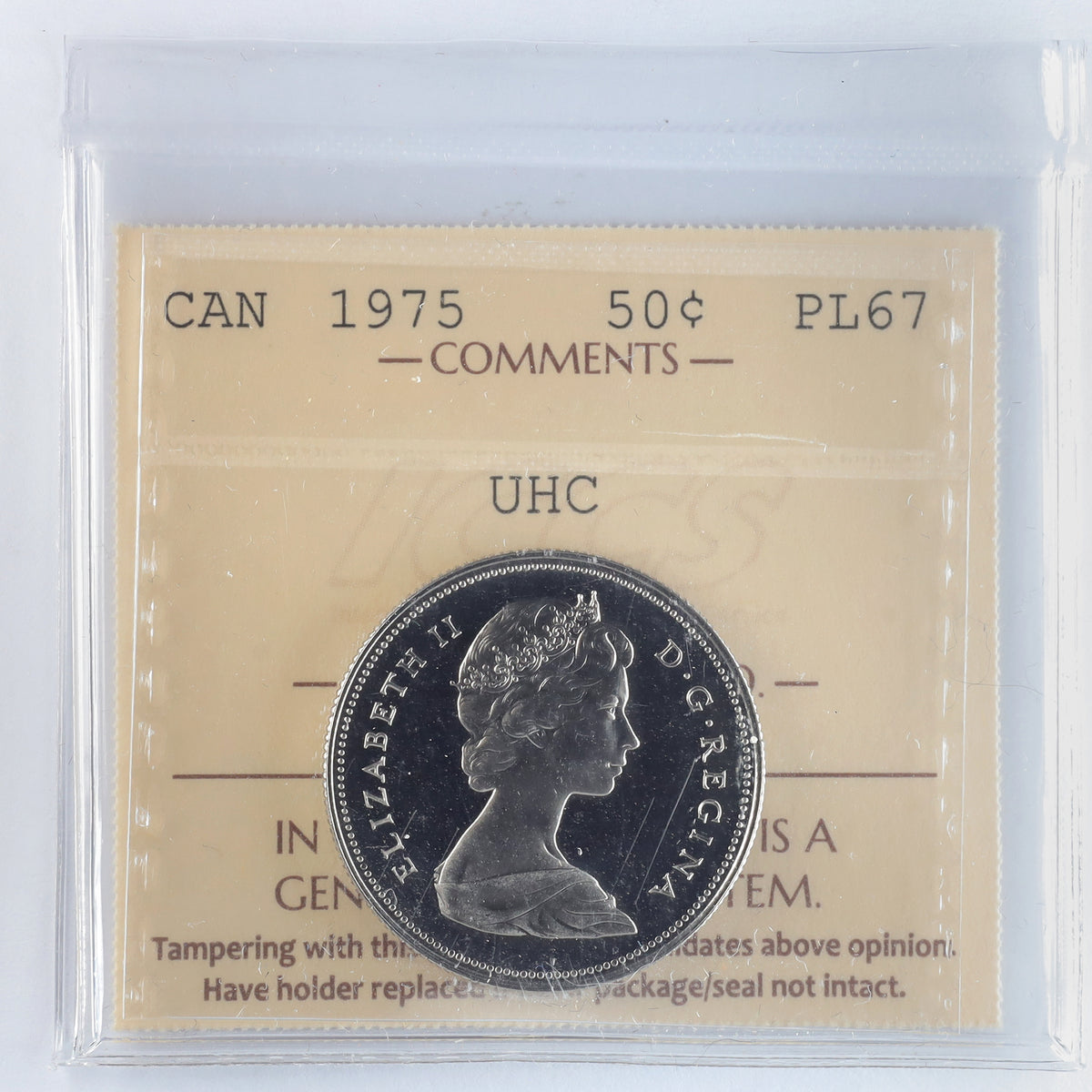 1975 Canada 50-cents ICCS Certified PL67 UHC