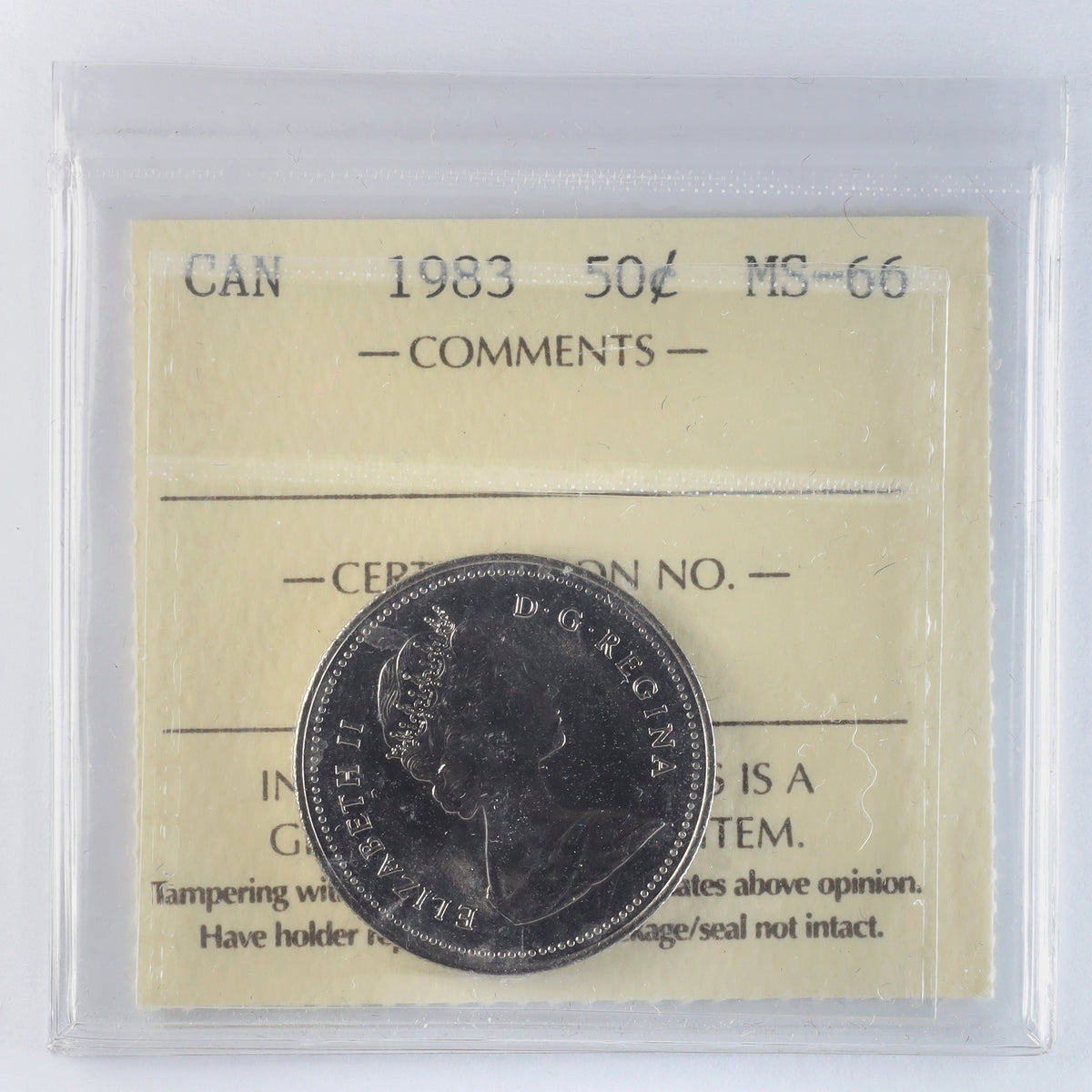 1983 Canada 50-cents ICCS Certified MS66