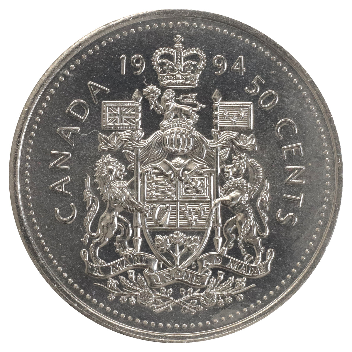 1994 Dot in G Canada 50-cents ICCS Certified MS65