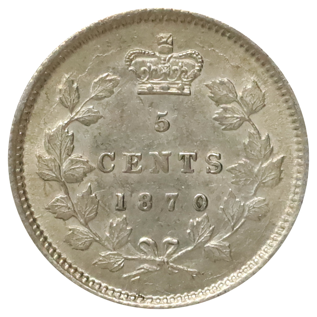 1870 Narrow Rim Canada 5-cents AU-UNC (AU55) $