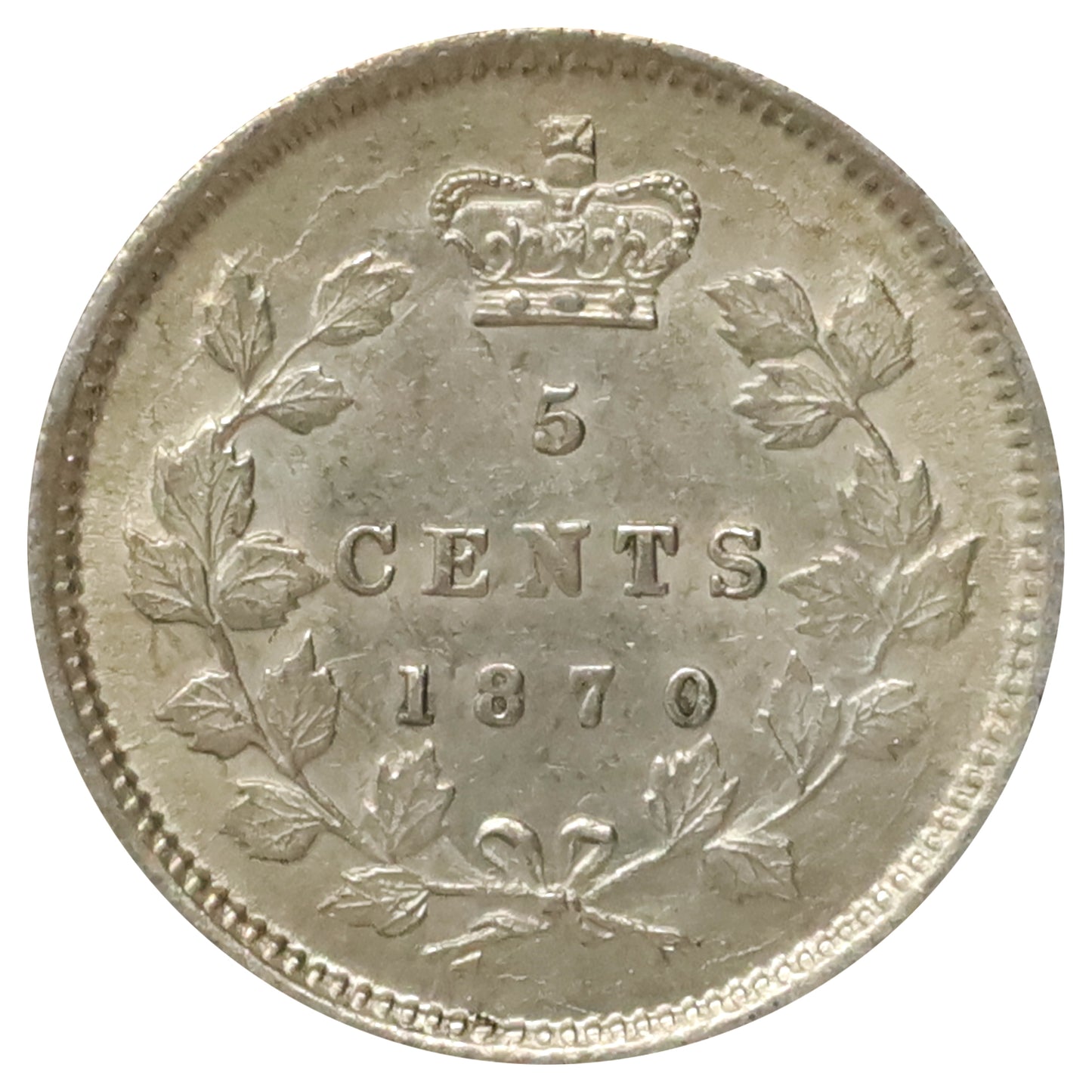 1870 Narrow Rim Canada 5-cents AU-UNC (AU55) $