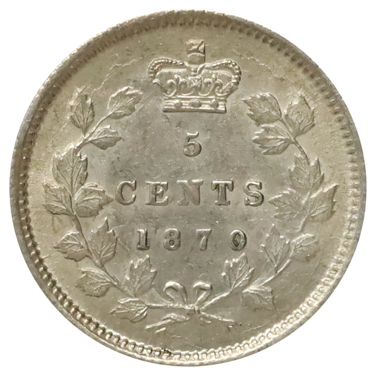 1870 Narrow Rim Canada 5-cents AU-UNC (AU55) $