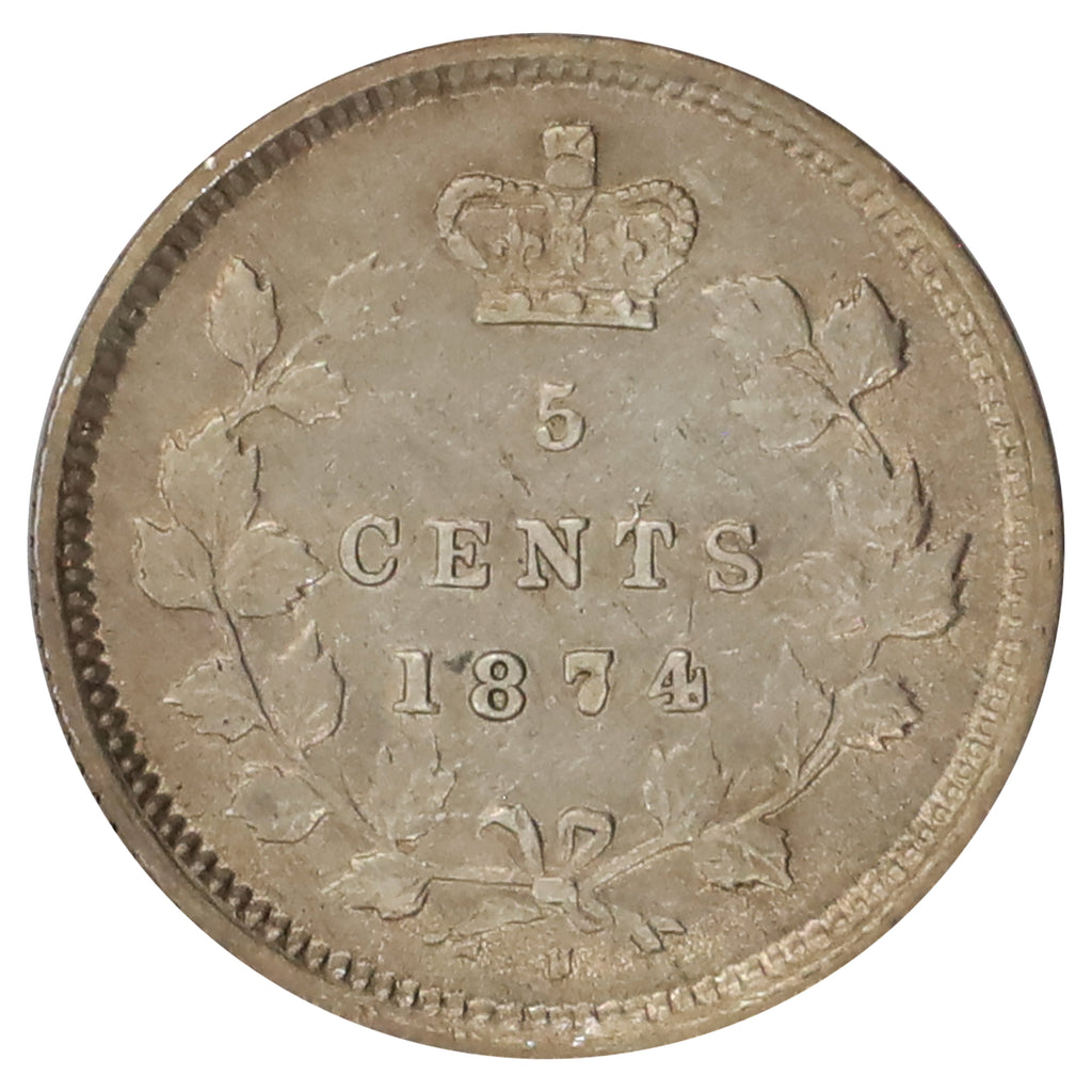 1874H Crosslet 4 Canada 5-cents Extra Fine (EF40) $