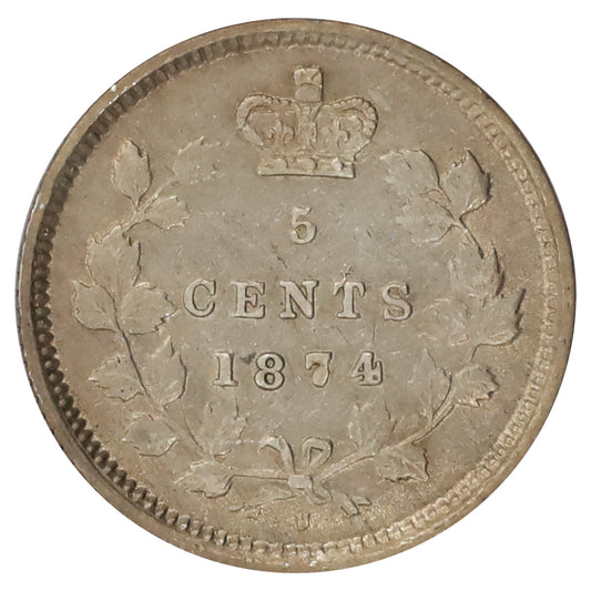 1874H Crosslet 4 Canada 5-cents Extra Fine (EF40) $
