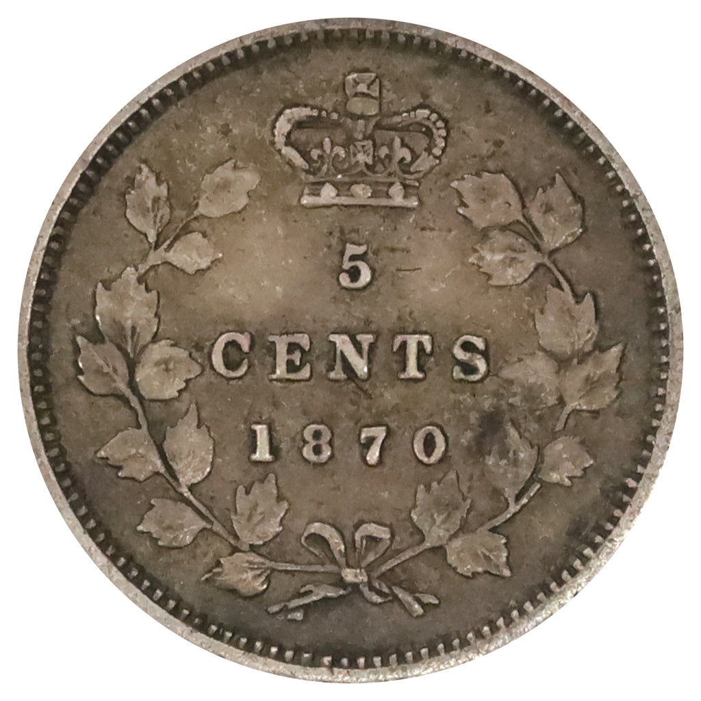 1870 Raised Border Canada 5-cents Very Fine (VF20)