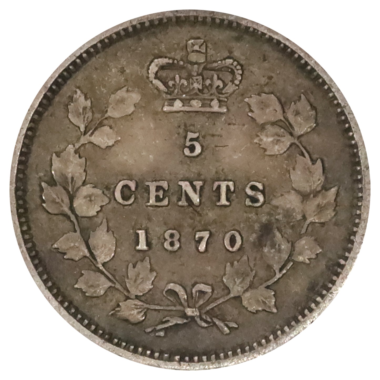1870 Raised Border Canada 5-cents Very Fine (VF20)