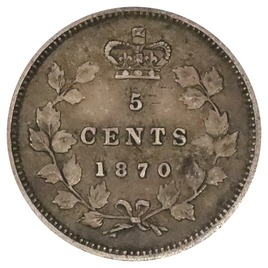 1870 Raised Border Canada 5-cents Very Fine (VF20)