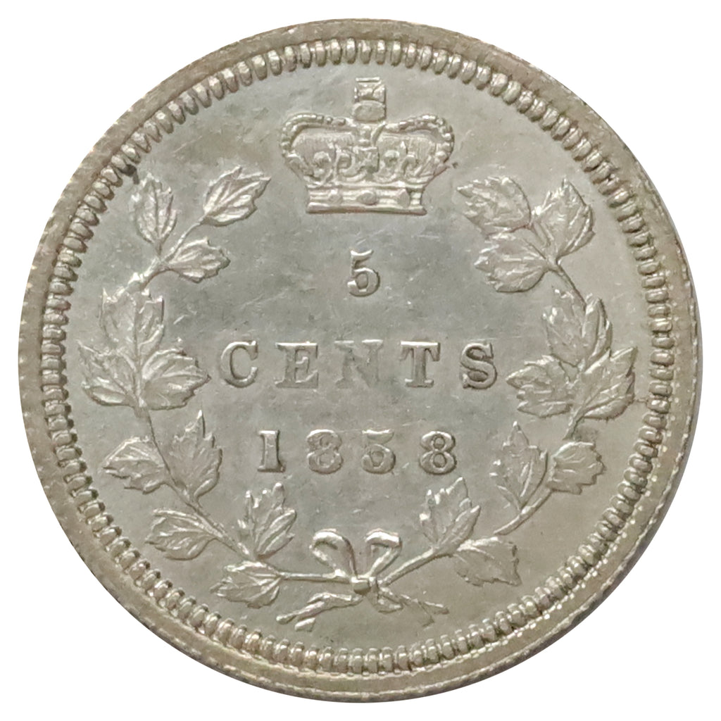1858 Large Date RP3 Canada 5-cents AU-UNC (AU55) $