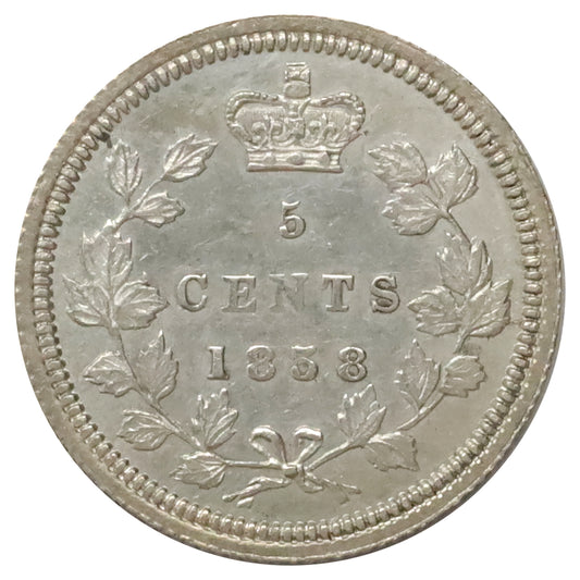 1858 Large Date RP3 Canada 5-cents AU-UNC (AU55) $