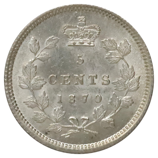 1870 Narrow Rim Canada 5-cents Brilliant Uncirculated (MS63) $