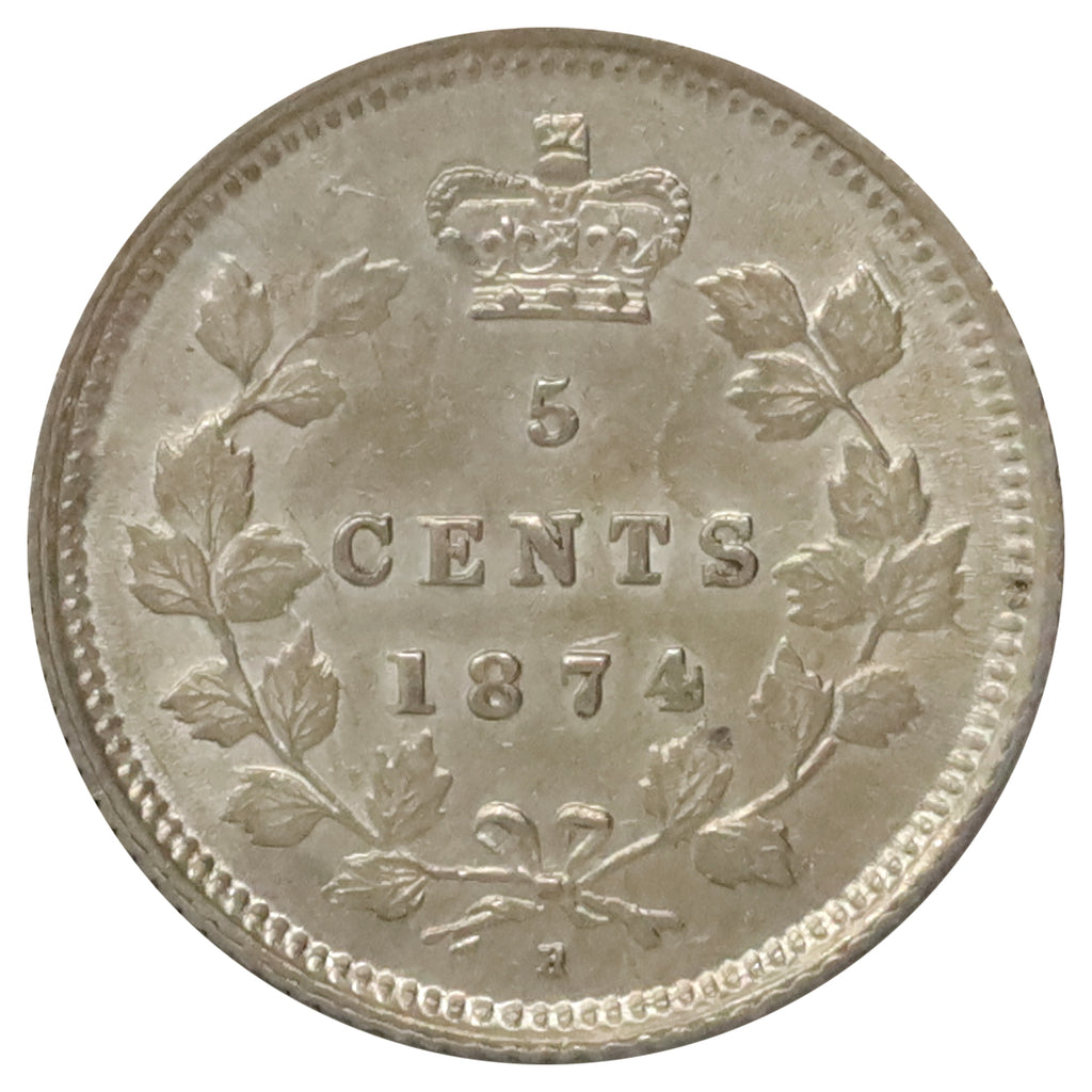 1874H Crosslet 4 Canada 5-cents AU-UNC (AU-55) $