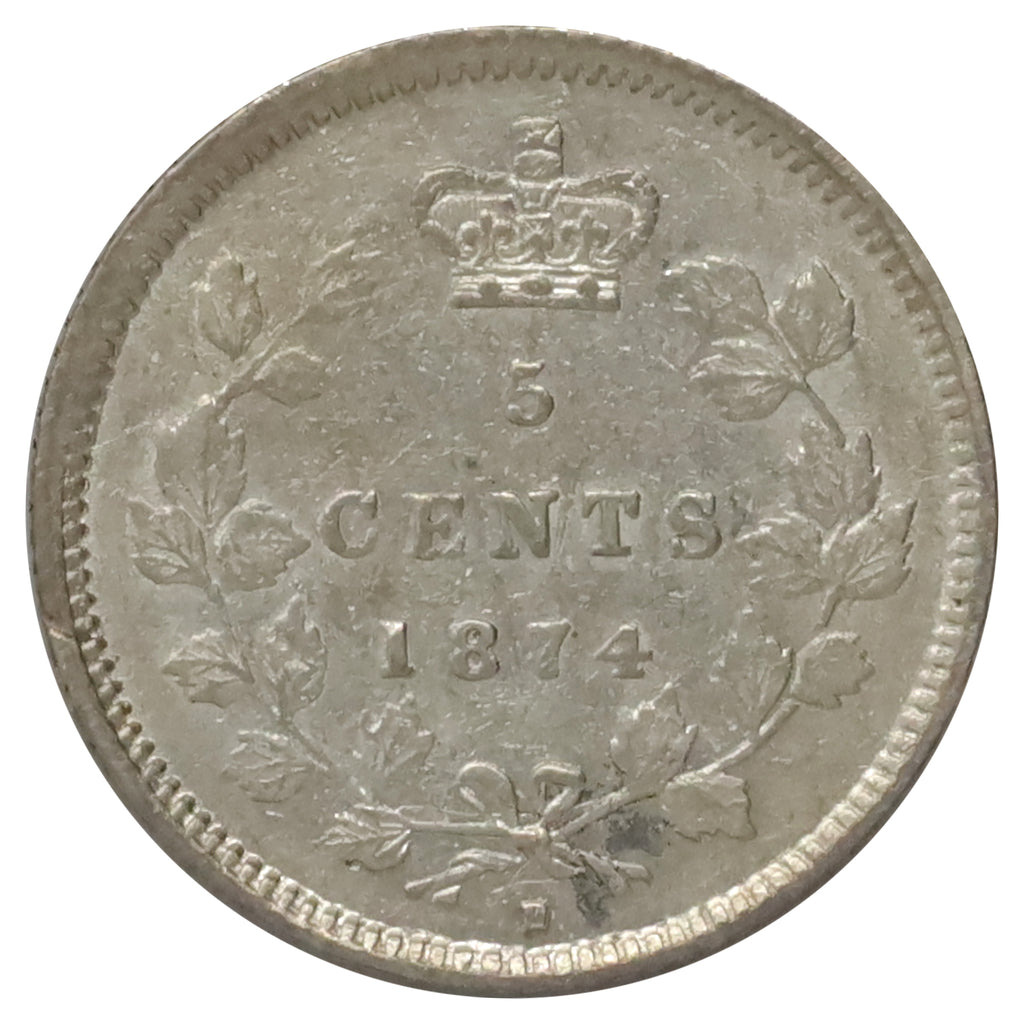 1874H Plain 4 Canada 5-cents EF-AU (EF45) $