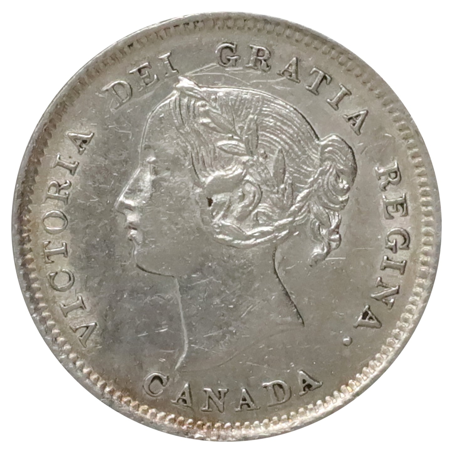 1900 Round Os Canada 5-cents Almost Uncirculated (AU50) $