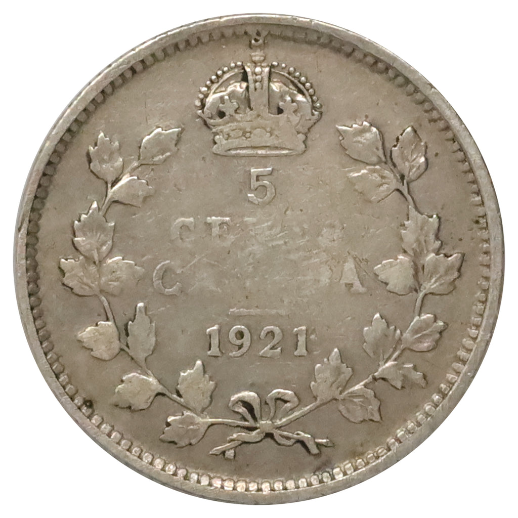 1921 Canada 5-cents F-VF (F15) RARE $