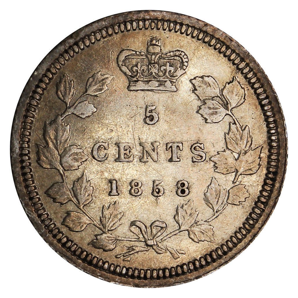 1858 Small Date Canada 5-cents Extra Fine (EF40) $
