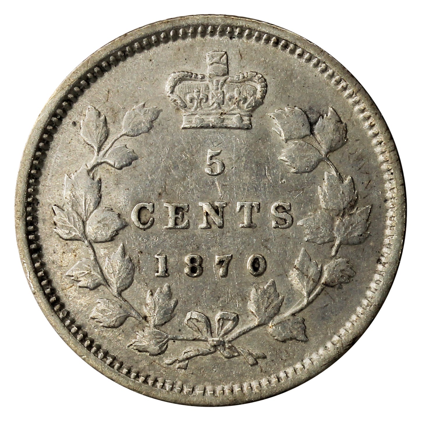 1870 Narrow Rim Canada 5-cents VF-EF (VF30) $