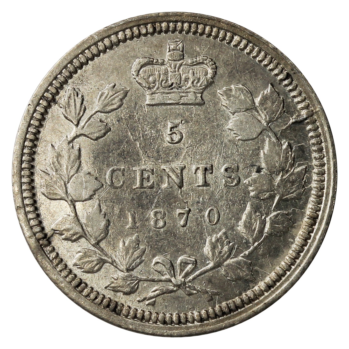 1870 Wide Rim Canada 5-cents Extra Fine (EF40) $