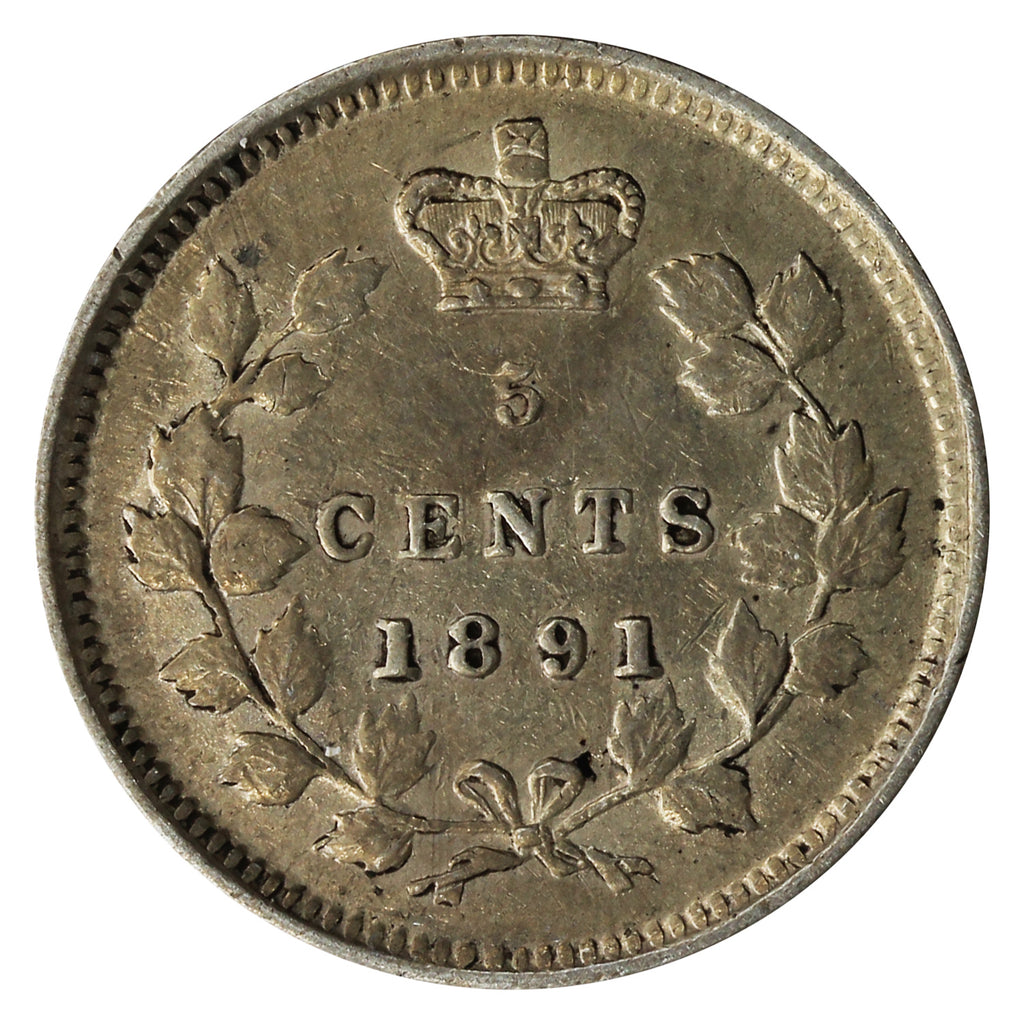 1891 Obv. 2 Canada 5-cents EF-AU (EF45) $
