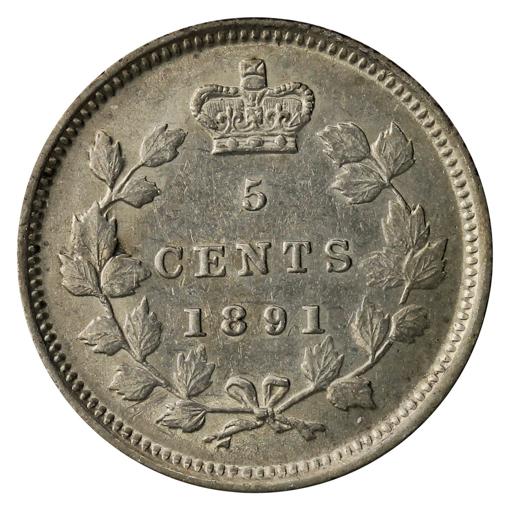 1891 Obv. 5 Canada 5-cents EF-AU (EF45) $