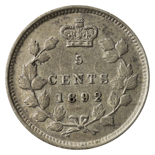 1892 Canada 5-cents Extra Fine (EF40) $