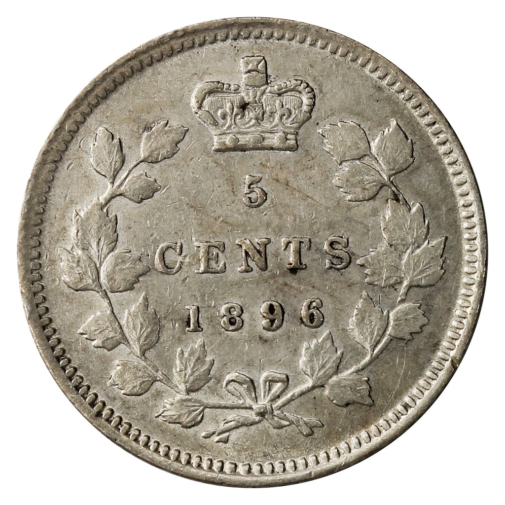 1896 Canada 5-cents Almost Uncirculated (AU50) $