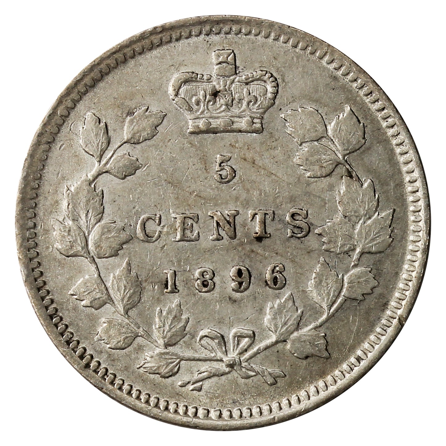 1896 Canada 5-cents Almost Uncirculated (AU50) $