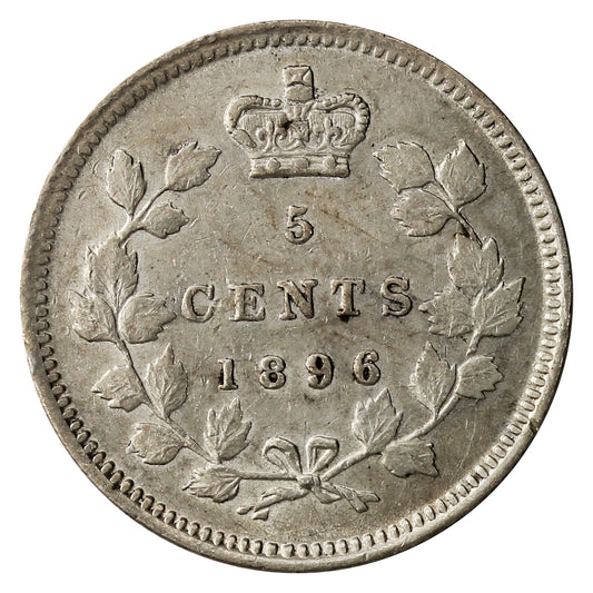1896 Canada 5-cents Almost Uncirculated (AU50) $