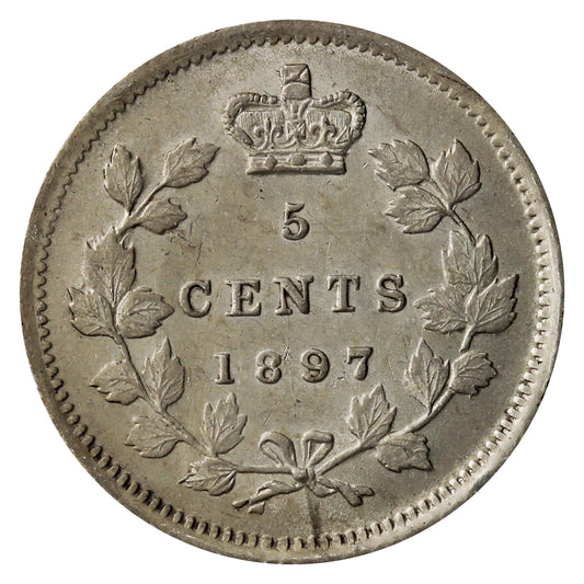 1897 Canada 5-cents Almost Uncirculated (AU50) $