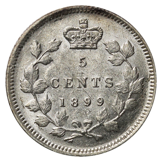 1899 Canada 5-cents Almost Uncirculated (AU50) $