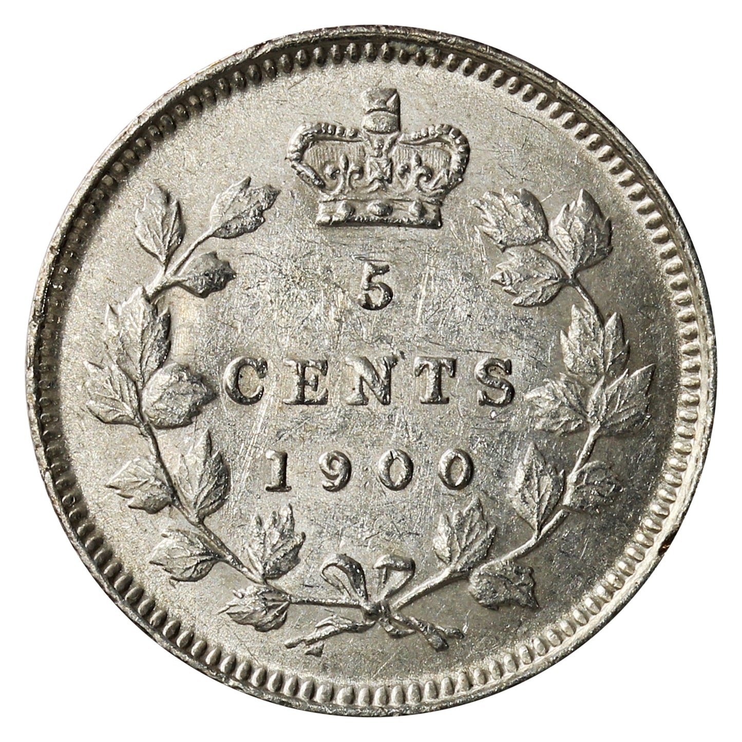 1900 Oval 0's Canada 5-cents Almost Uncirculated (AU50) $