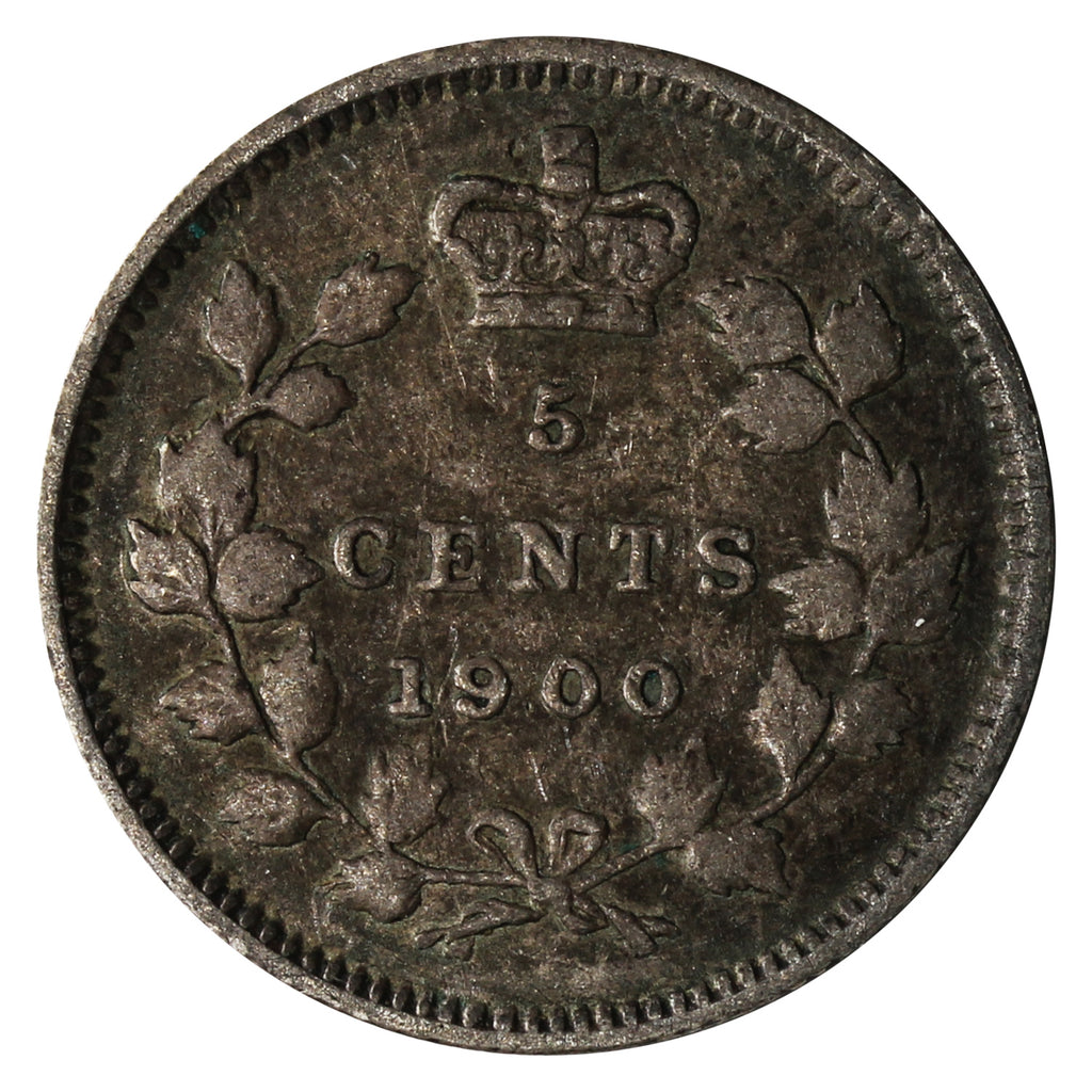 1900 Round 0's Canada 5-cents F-VF (F15) $