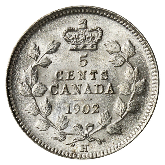 1902H Large H Canada 5-cents Choice Brilliant Uncirculated (MS64) $