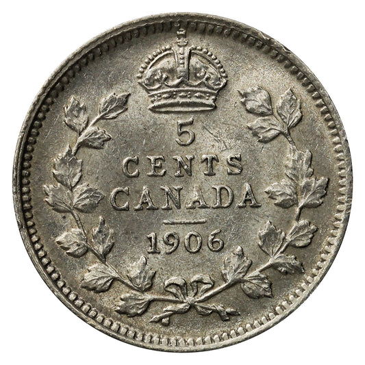 1906 Canada 5-cents AU-UNC (AU55) $
