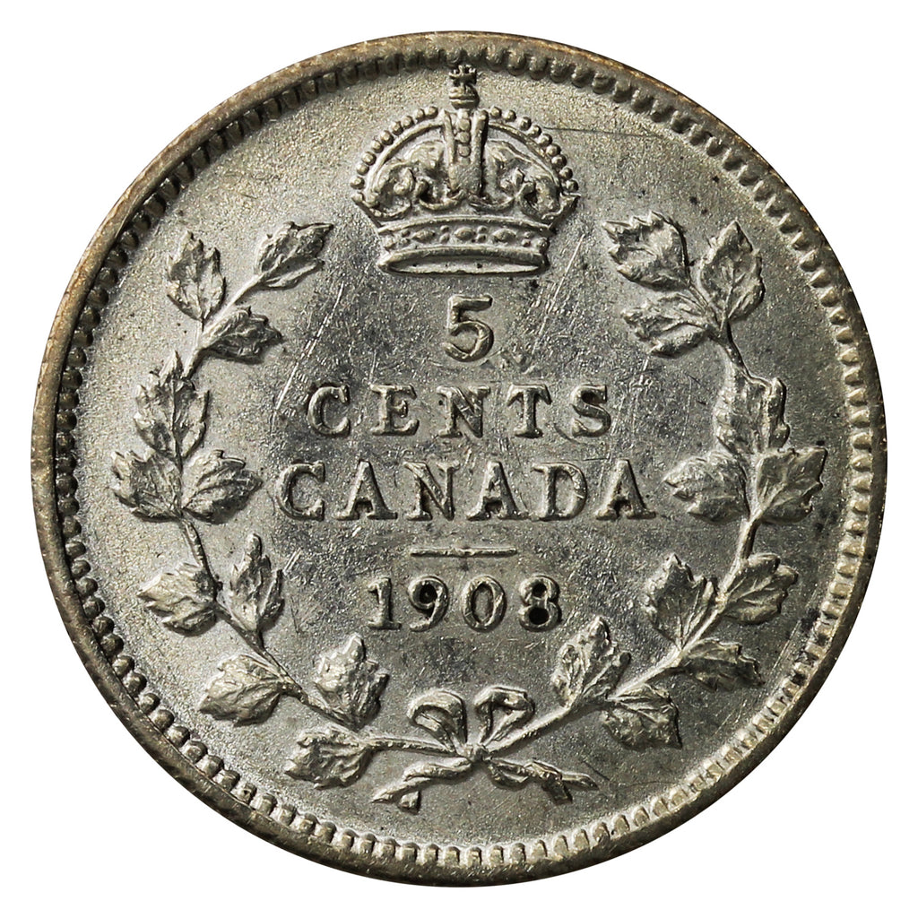 1908 Small 8 Canada 5-cents EF-AU (EF45) $