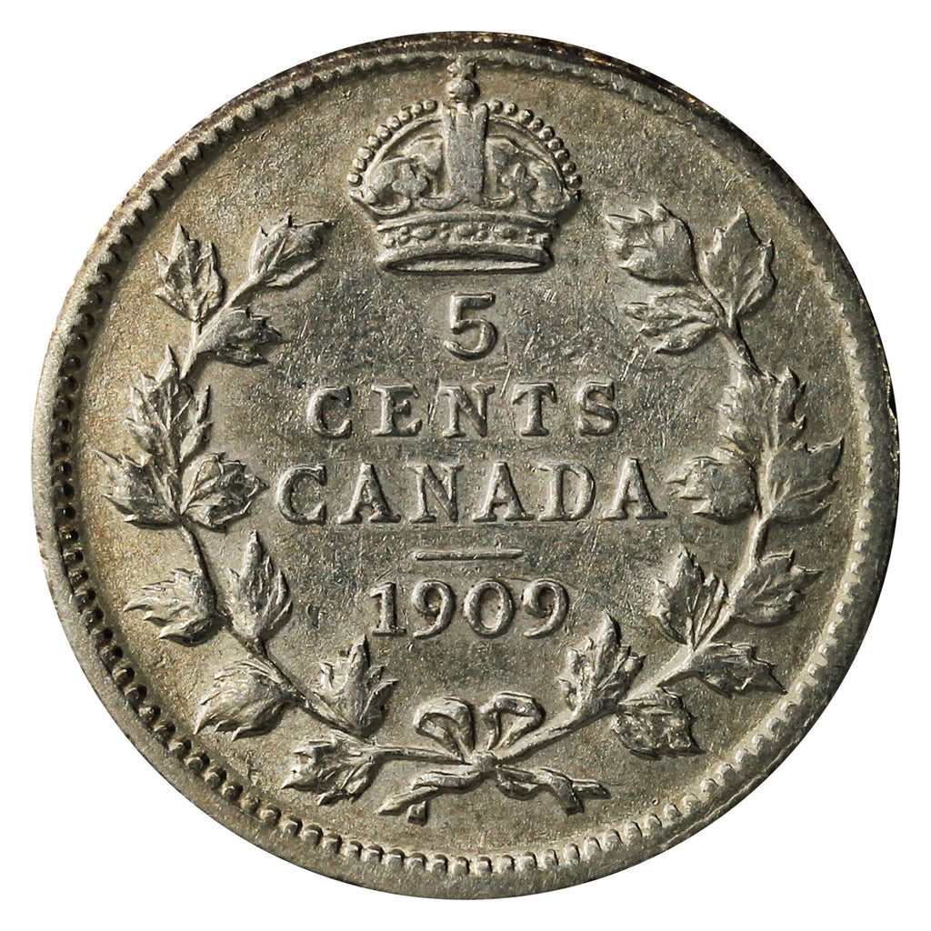 1909 Pointed Leaves Canada 5-cents VF-EF (VF30) $