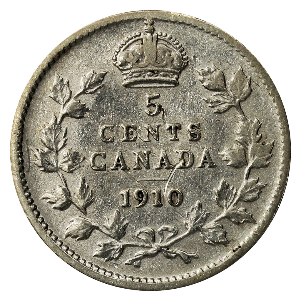 1910 Pointed Leaves Canada 5-cents F-VF (F15)