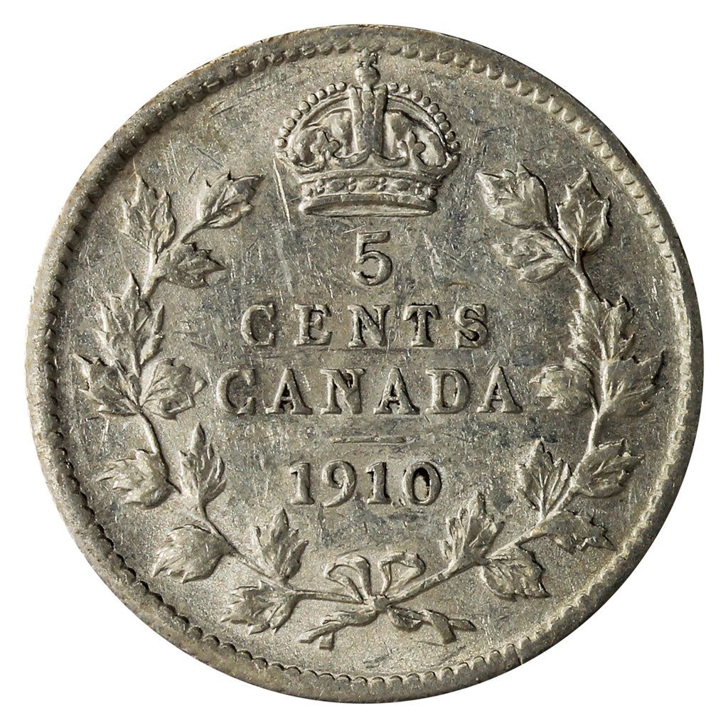 1910 Pointed Leaves Canada 5-cents Extra Fine (EF40)