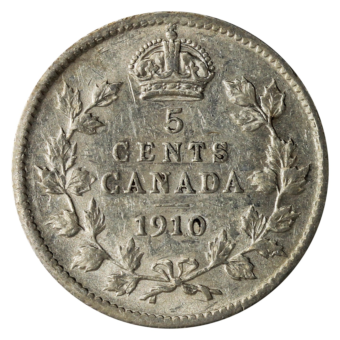1910 Pointed Leaves Canada 5-cents Extra Fine (EF40)
