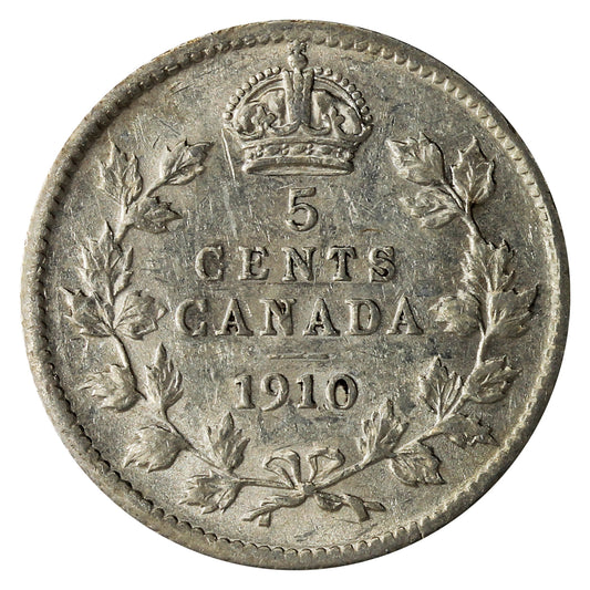 1910 Pointed Leaves Canada 5-cents Extra Fine (EF40)