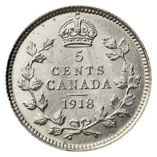 1918 Canada 5-cents Uncirculated (MS60)