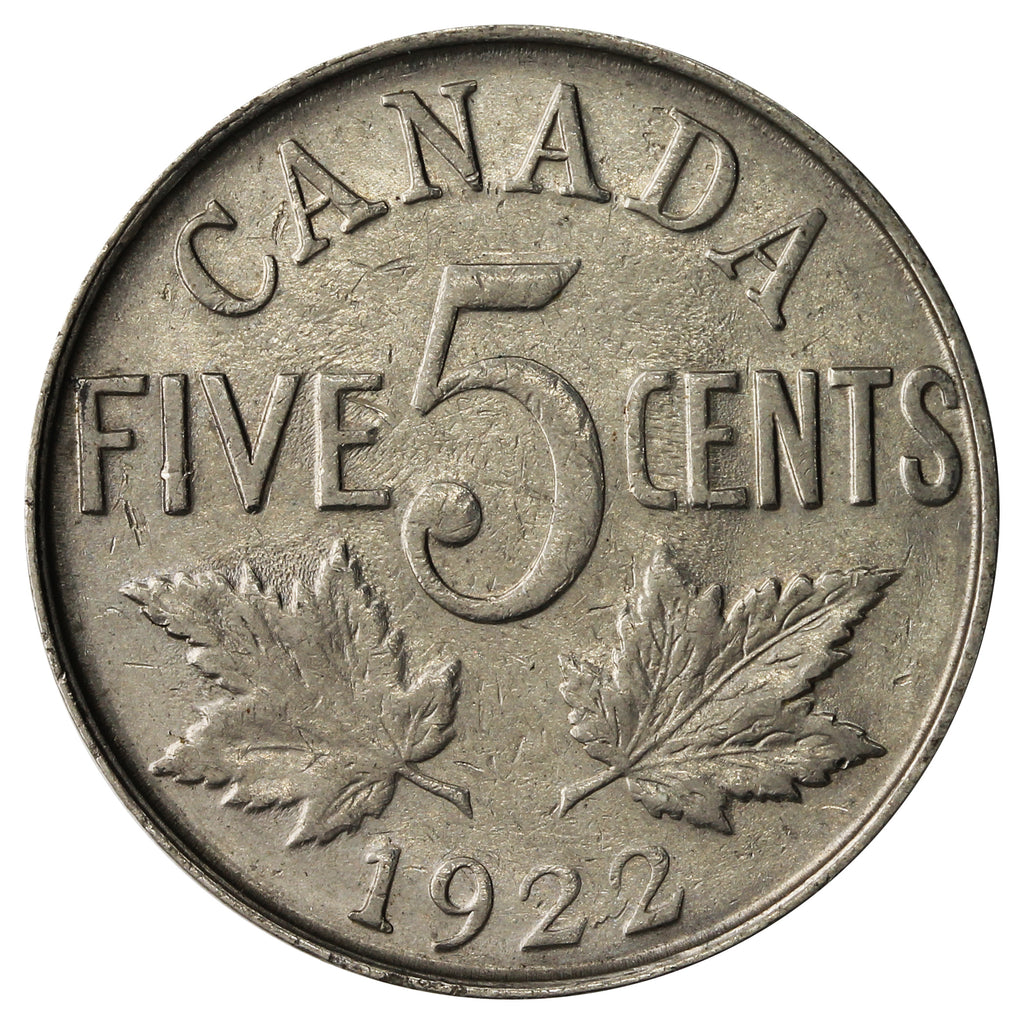 1922 Near Rim Canada 5-cents Very Fine (VF20)