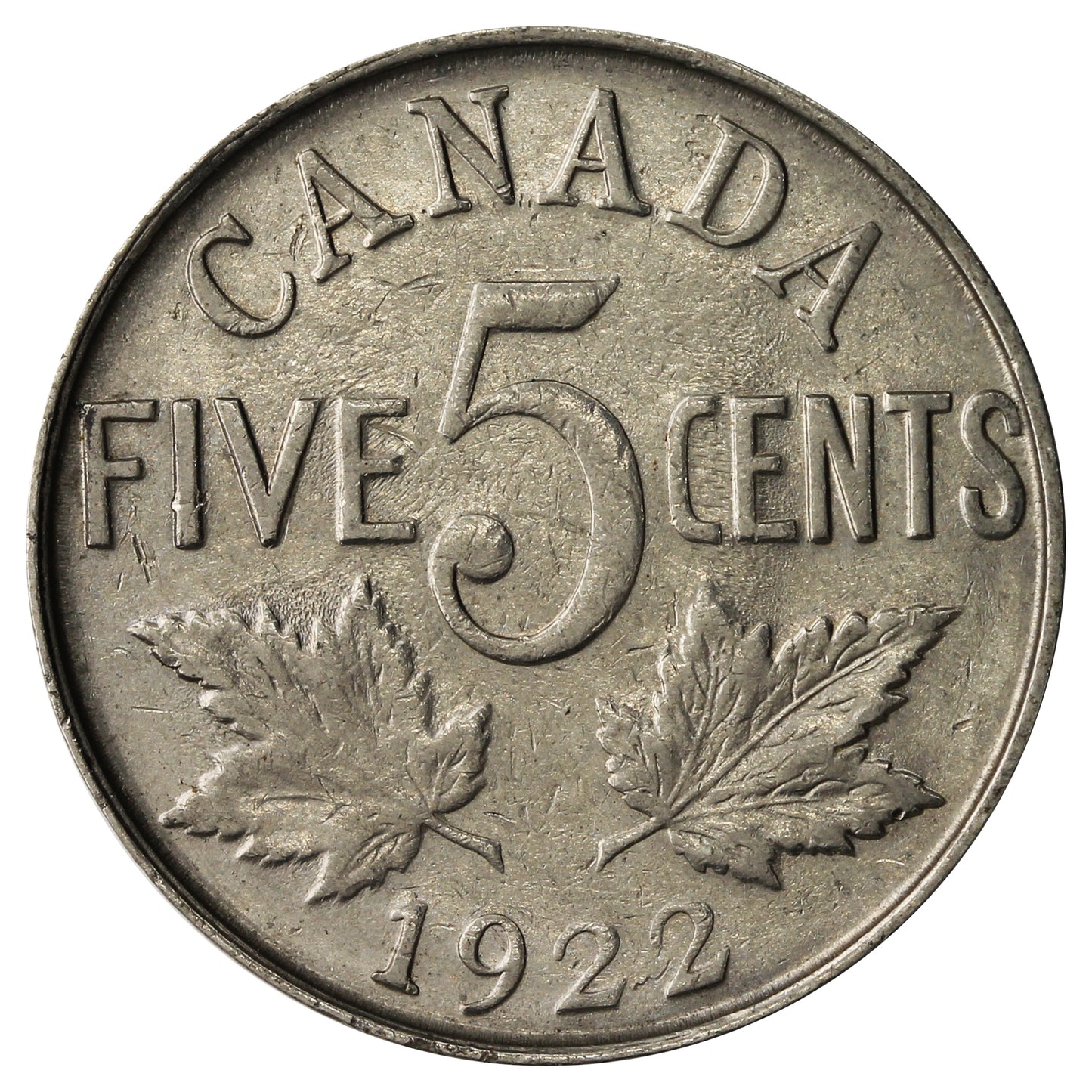 1922 Near Rim Canada 5-cents Very Fine (VF20)